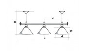 Лампа STARTBILLIARDS 3 пл. (плафоны хром,штанга золотая,фурнитура золото)