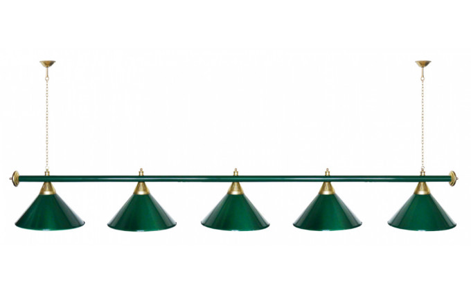 Лампа STARTBILLIARDS 5 пл. металл (плафоны зеленые,штанга зеленая)