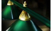 Лампа "STARTBILLIARDS" 3 пл. RAL (плафоны зеленые матовые, штанга медь)