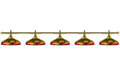 Лампа на пять плафонов "Colorful" (золотистая штанга, цветной плафон D44см)