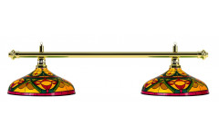 Лампа на два плафона "Colorful" (золотистая штанга, цветной плафон D44см)