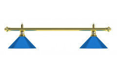 Лампа на два плафона "Blue Light" (золотистая штанга, синий плафон D35 см)